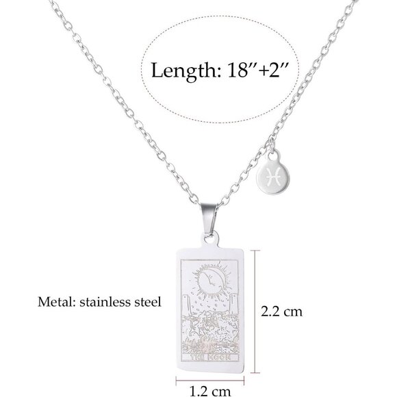 14k Gold Plated Zodiac Sign with Tarot Card Pendant Necklace Birthday Gift for W - Picture 3 of 4